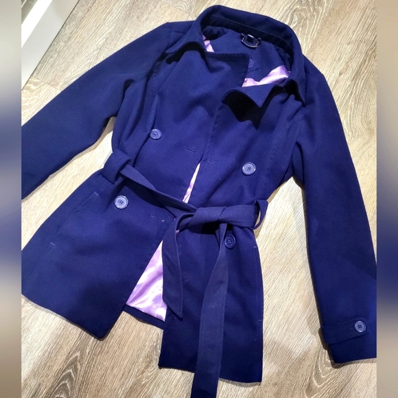 JOU JOU purple double breasted pea coat - Picture 1 of 15